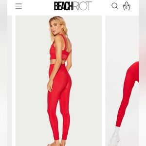Beach Riot Ayla Ribbed Red Leggings